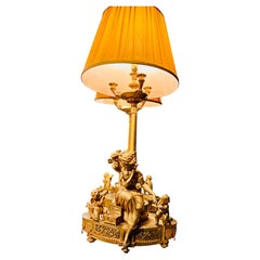 Louis XVI Style Gilt Bronze Figural Lamp, French, Circa 1880