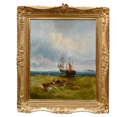 Day's Catch Marine Painting, Late Victorian, Canvas, Signed, 1885