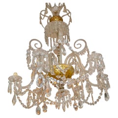 Rare Original 19 Century Six-Arm Cut Crystal Baccarat Chandelier