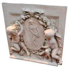 Contemporary Louis v Style Resin Wall Plaque with Putti and Garlands