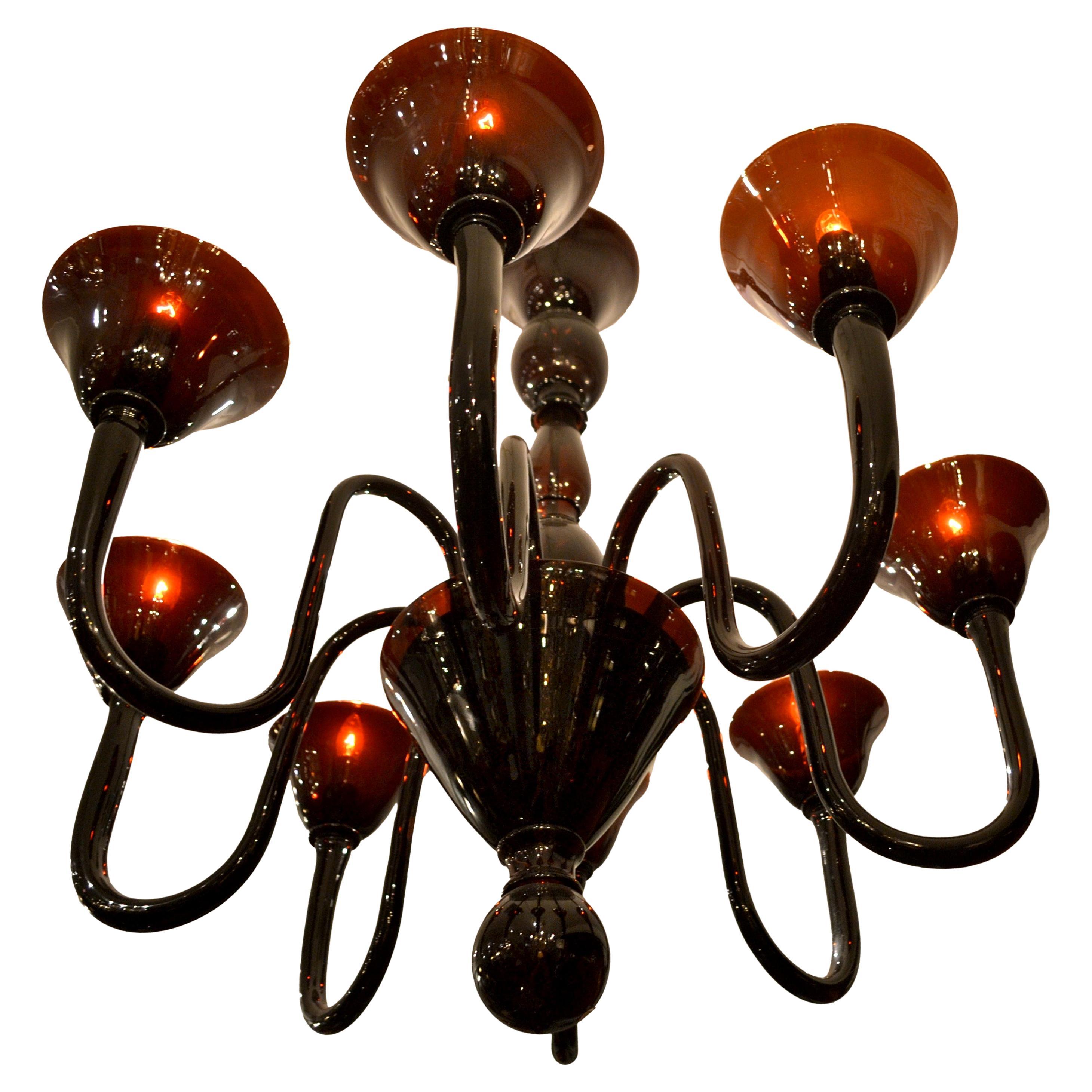 Midcentury Italian Murano Ruby Glass Chandelier