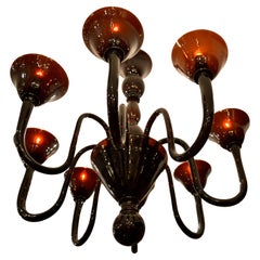 Midcentury Italian Murano Ruby Glass Chandelier