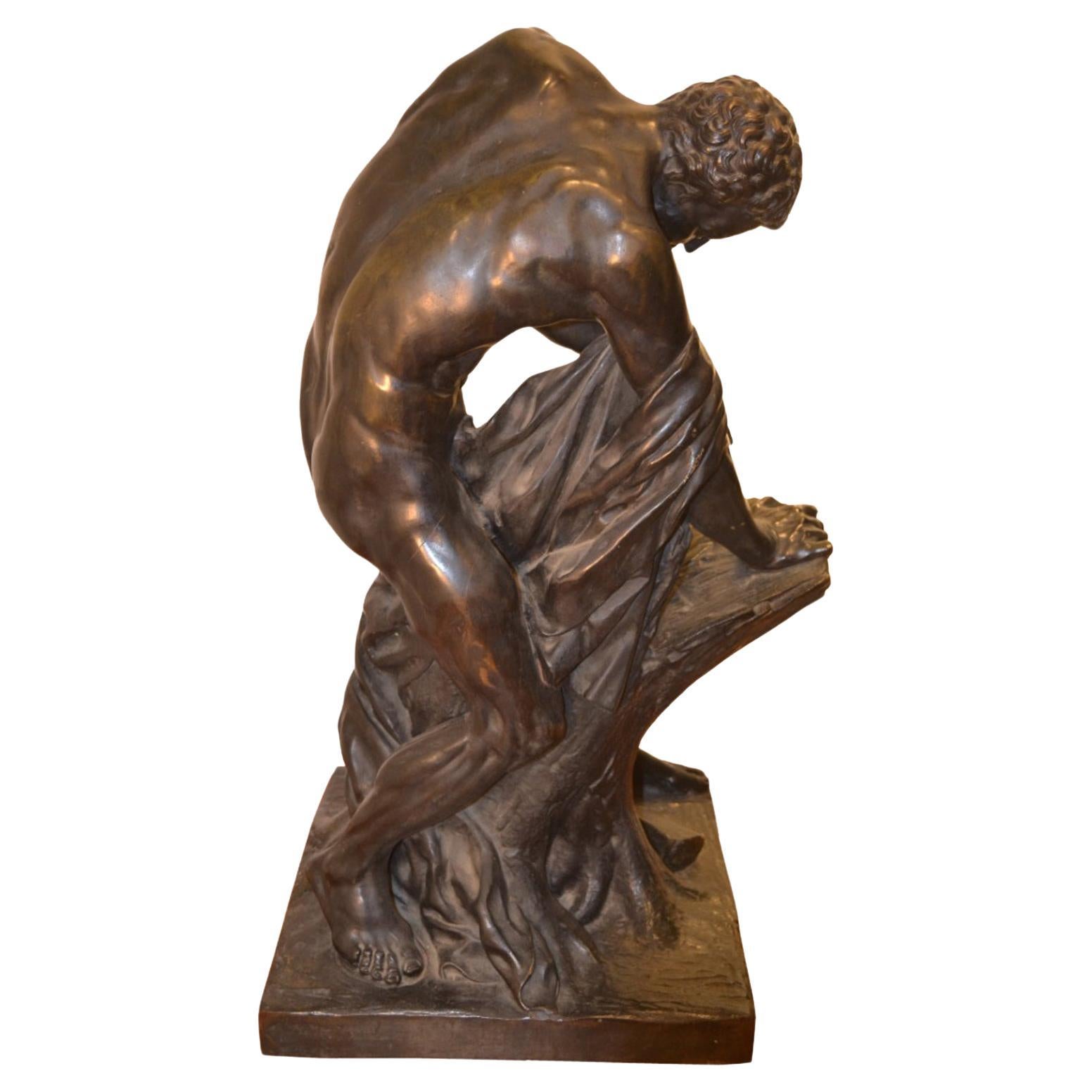Statue en bronze du lutteur grec romain Milo de Croton d'après Dumont