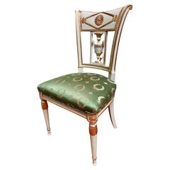 French Directoire Side Chair, Hand-Painted Wood, Cream Frame, 1785