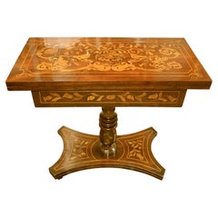 Antique 19th Century Dutch Marquetry Games Table