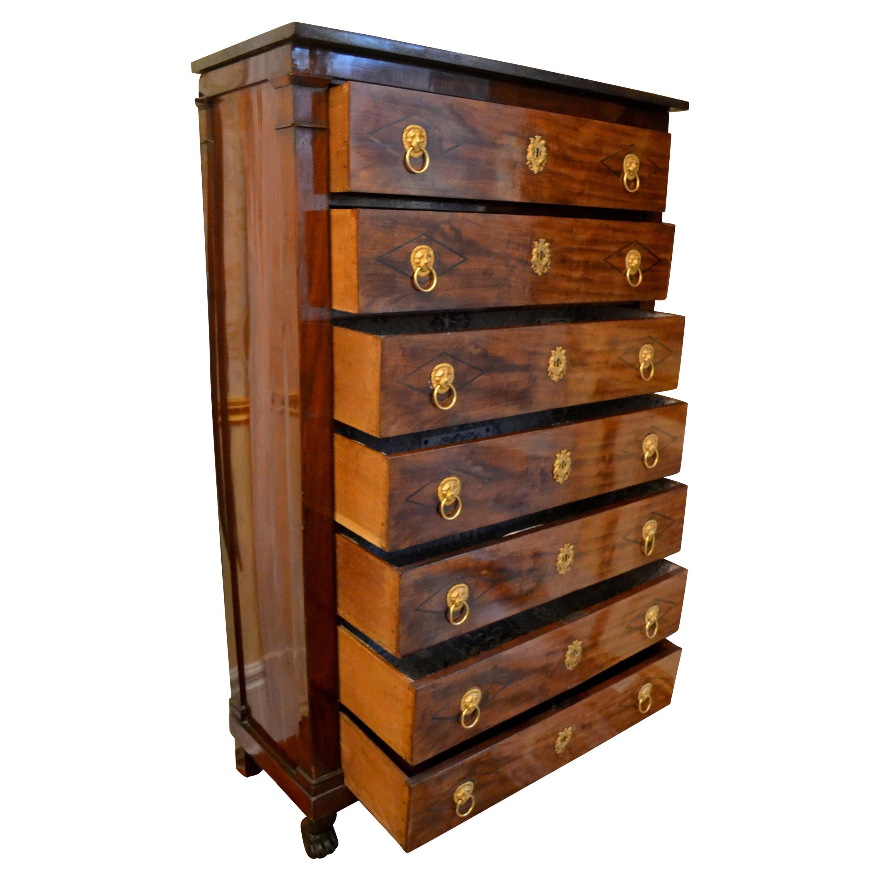 French Empire Semainier Tall Chest of Drawers