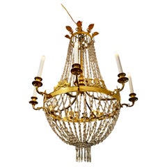 Period French Empire Crystal and Gilt Bronze Chandelier