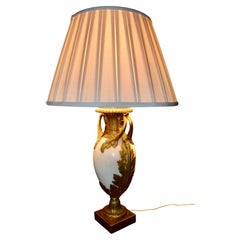 Louis XVI Style Gilt Bronze and White Marble Lamp, Antique, Circa 1890