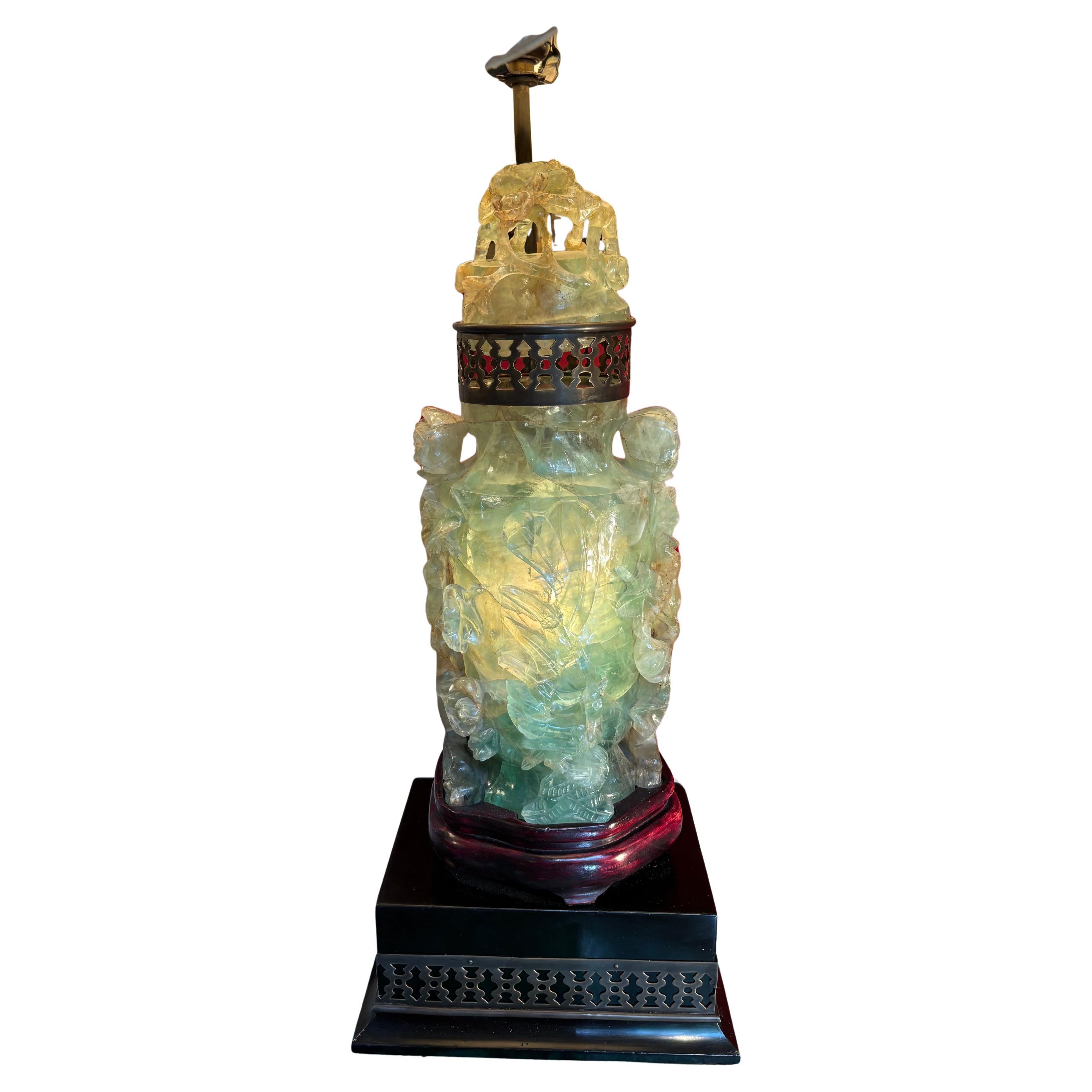 Large Carved Jadeite
flourite
Lamp
