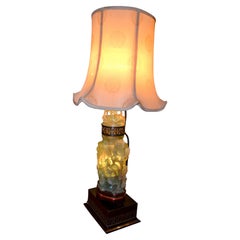 Large Carved Jadeite 'flourite' Lamp
