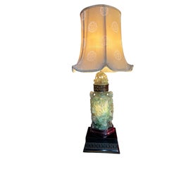 Large Carved Jadeite 'flourite' Lamp