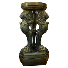 19th Century  Grand Tour Majolica English Trapezophorus Tripod Pedestal