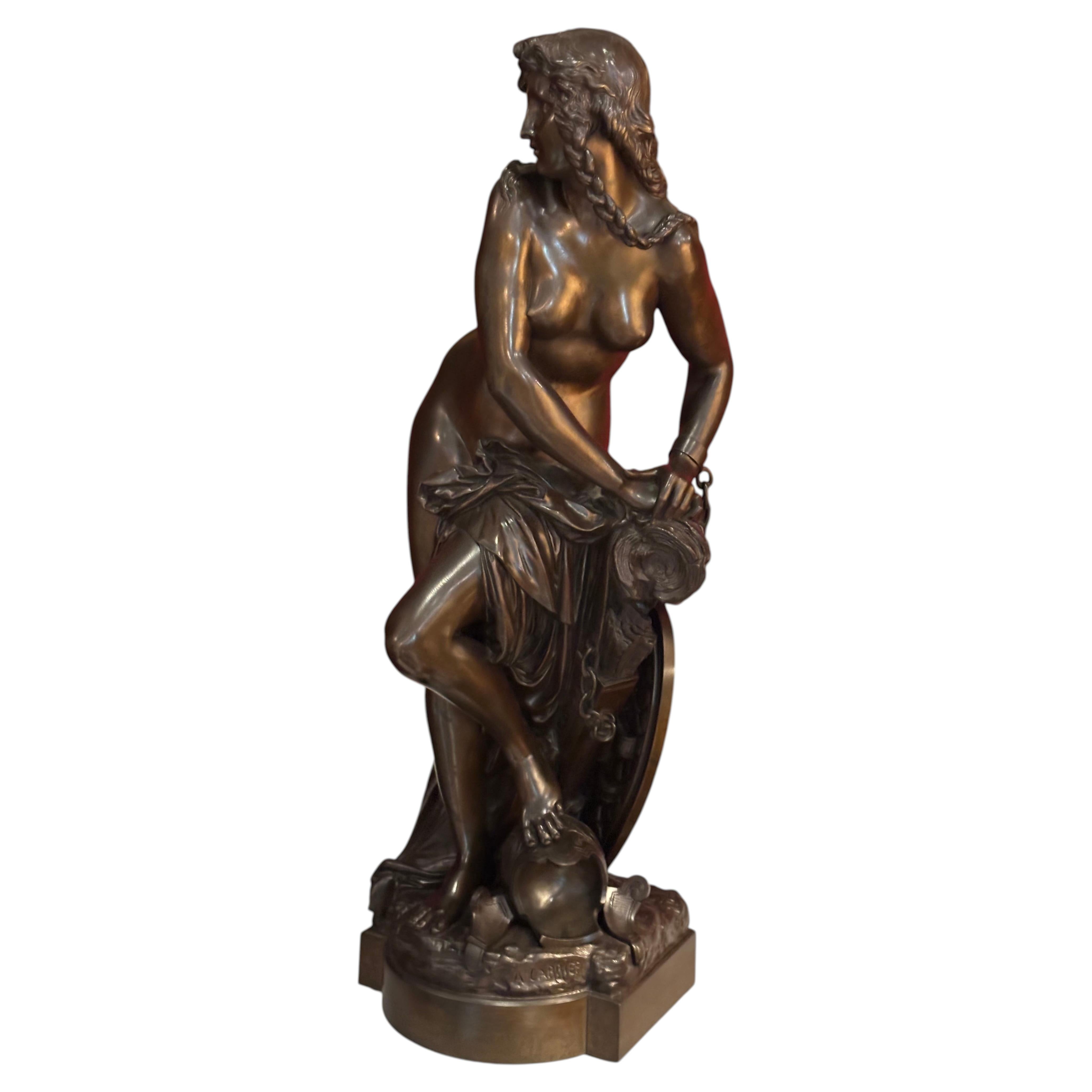 Figural Bronze Statue Depicting L' Amazon Captive by A. Carrier Belleuse
