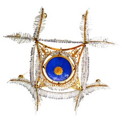 Early 19th Century Russian Crystal Gilt Bronze and Blue Glass Chandelier