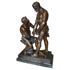 Rara estatua de bronce del siglo XIX titulada "Mutualite" de Maurice Constant Favre