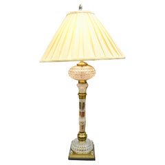 19th Century Cut Crystal Brass Trimmed Baccarat Style Lamp