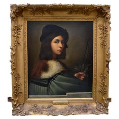 Antique 18th Century Oil Painting of the Violinist After Raphael/Sebastiano Del Piombo