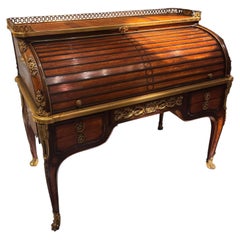 Louis XV/XVI Cylinder Desk by L. Cueunieres, Gilt Bronze, 1890
