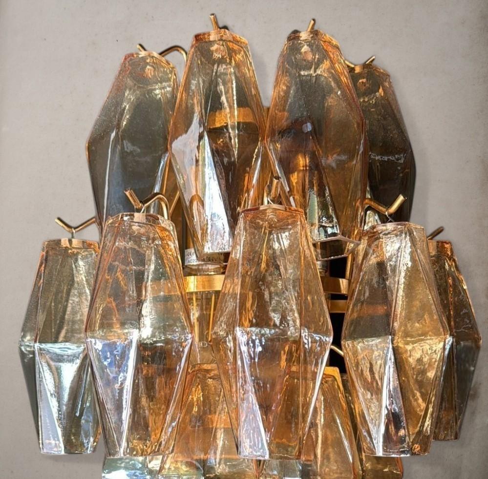 Applique da parete in stile Venini con poliedri in vetro di Murano e cornice in ottone in vendita 5