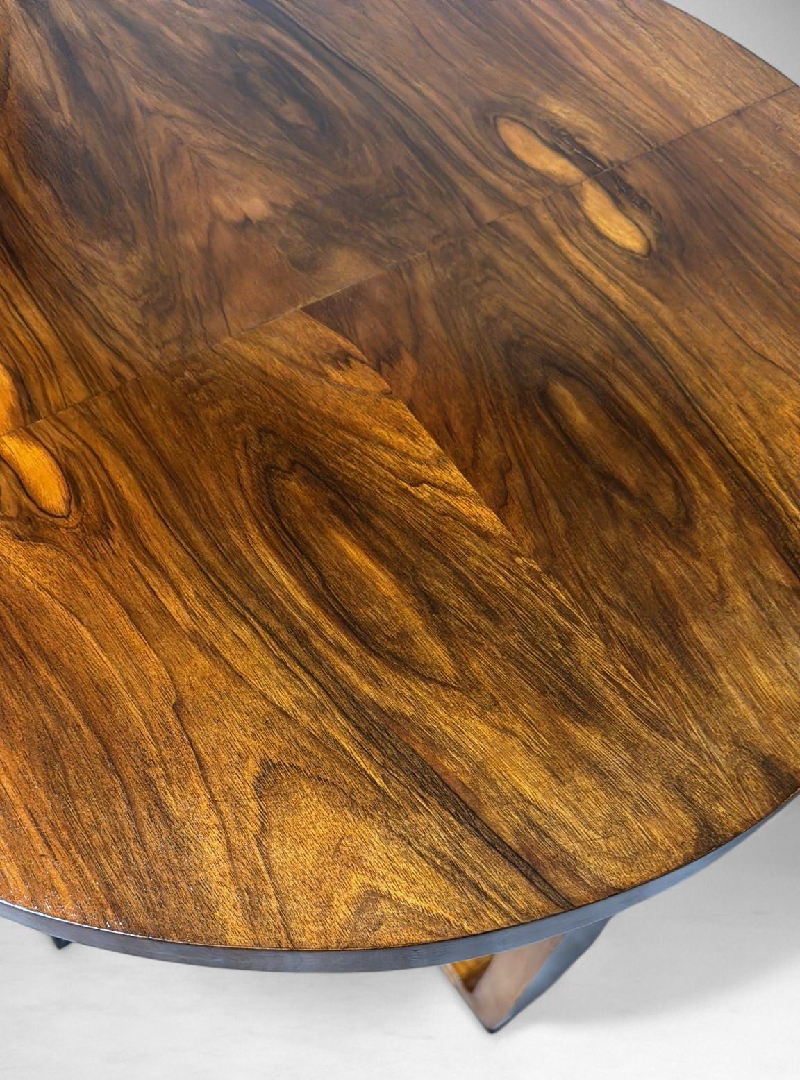 Art Deco Round Italian Walnut Coffee Table For Sale 6