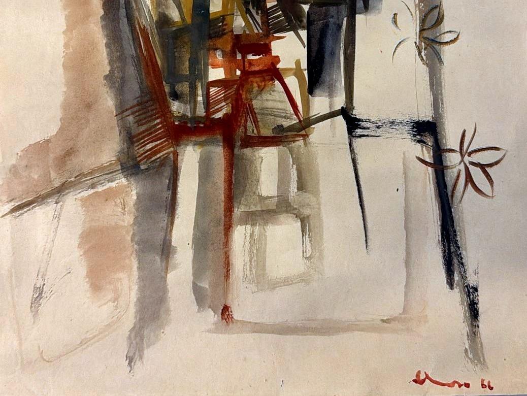 Abstract Drawing On Textured Paper For Sale 7