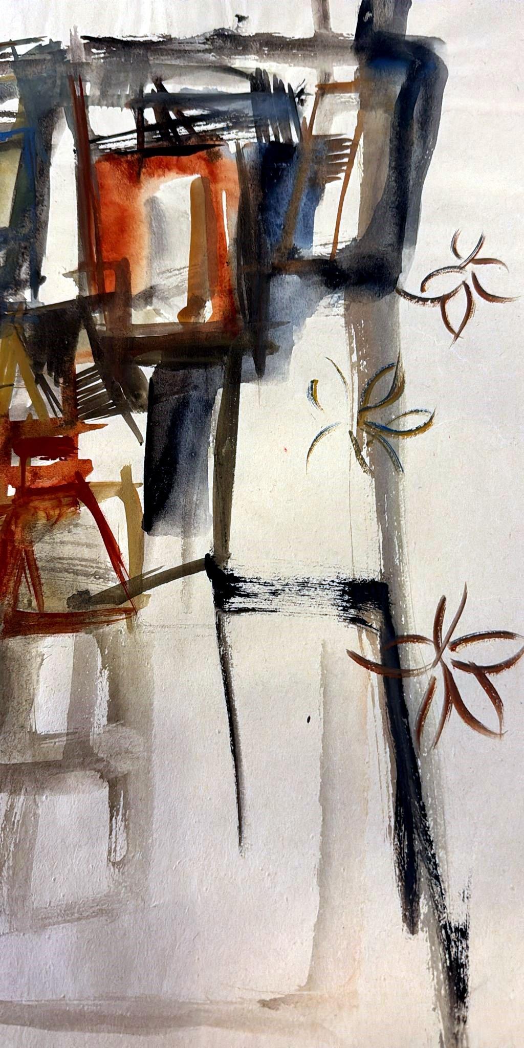 Abstract Drawing On Textured Paper For Sale 6