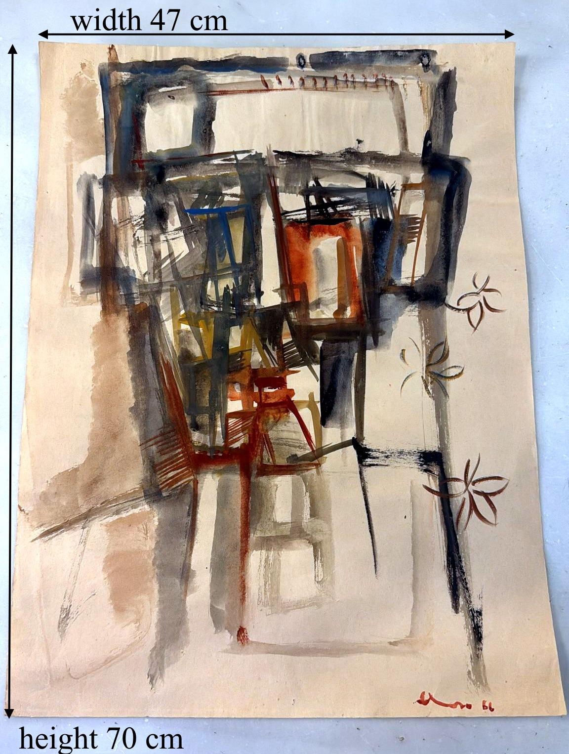 Abstract Drawing On Textured Paper For Sale 8