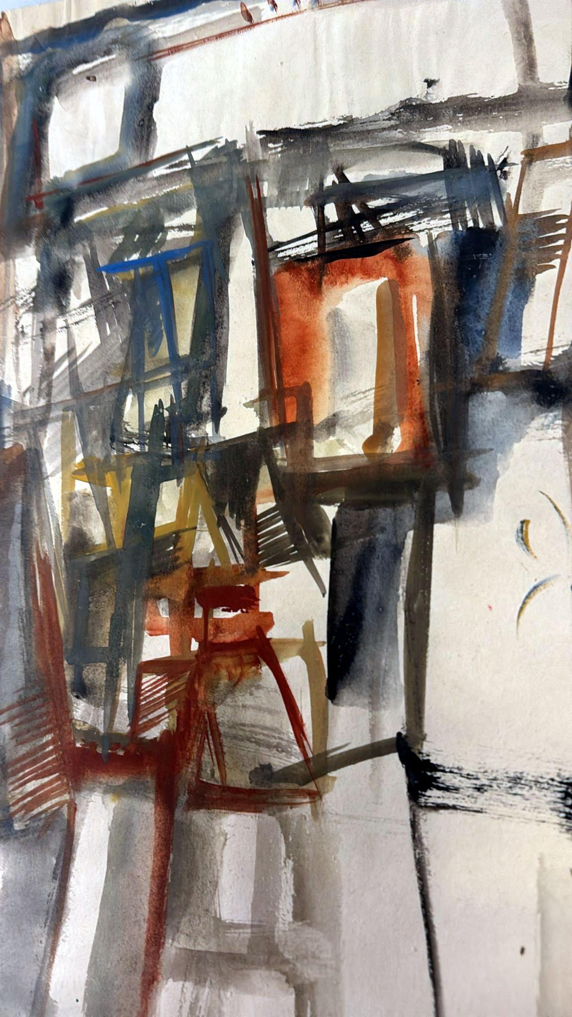 Abstract Drawing On Textured Paper For Sale 1