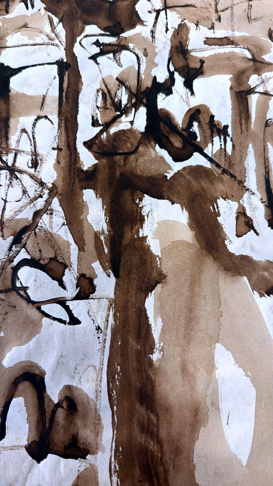 Abstract Drawing On Textured Paper For Sale 2