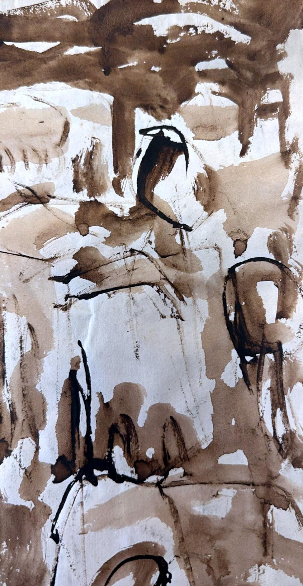 Abstract Drawing On Textured Paper For Sale 3
