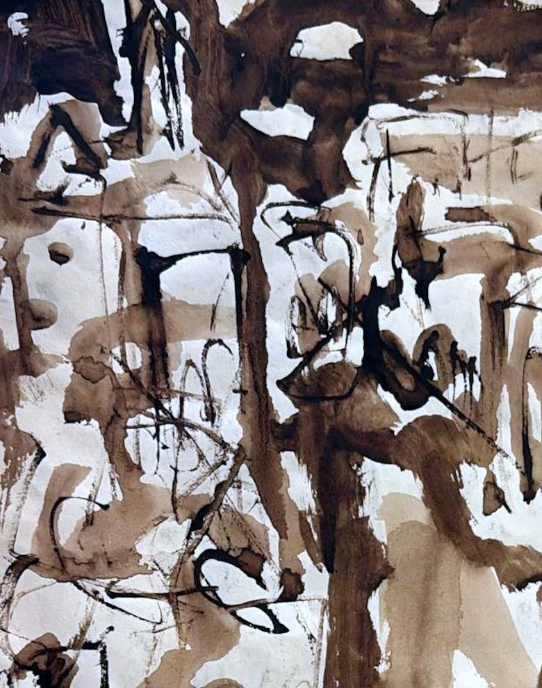 Abstract Drawing On Textured Paper For Sale 5