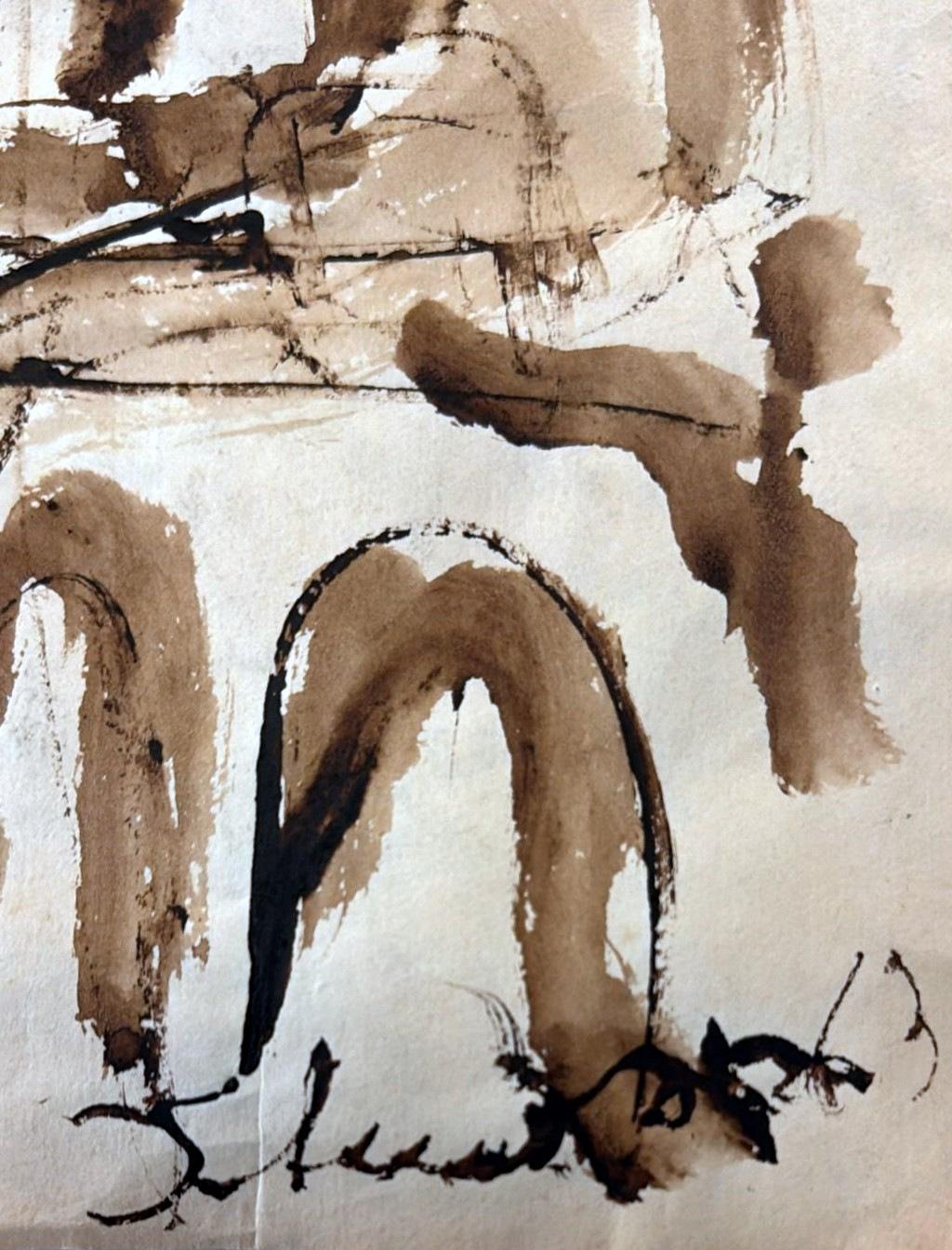 Abstract Drawing On Textured Paper For Sale 9