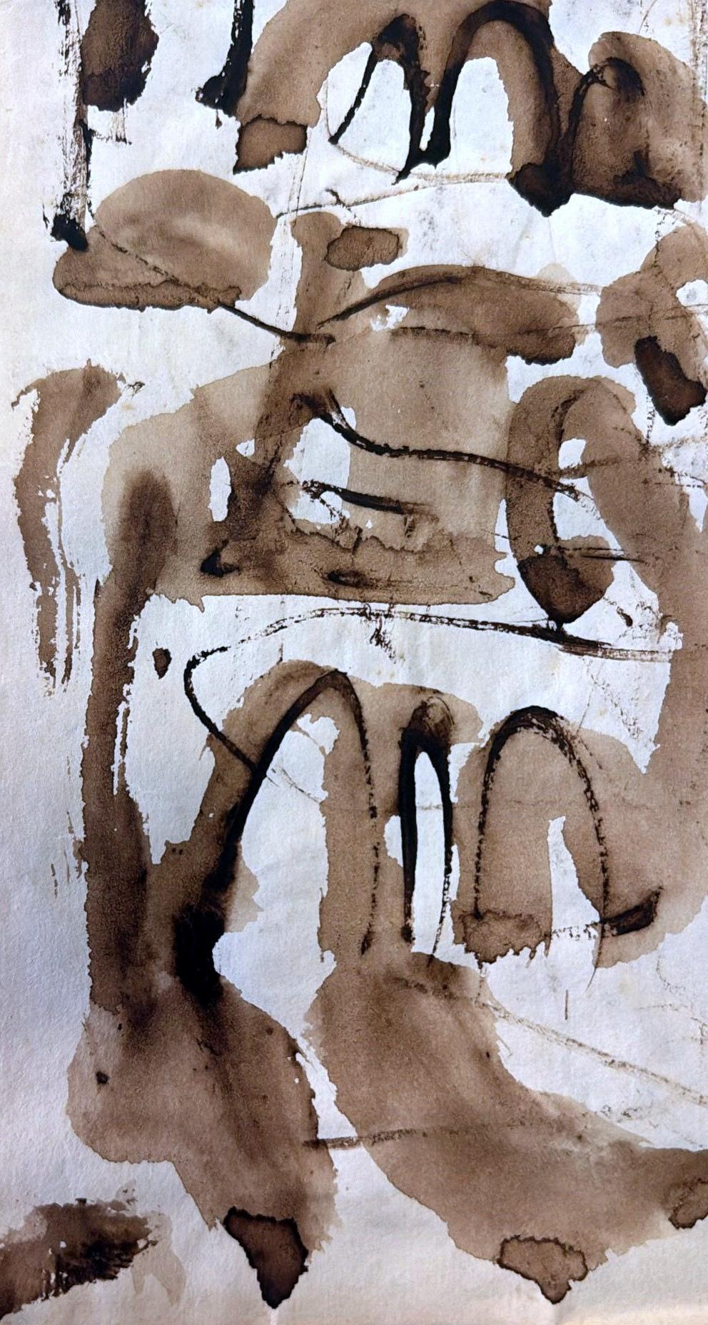 Abstract Drawing On Textured Paper For Sale 8