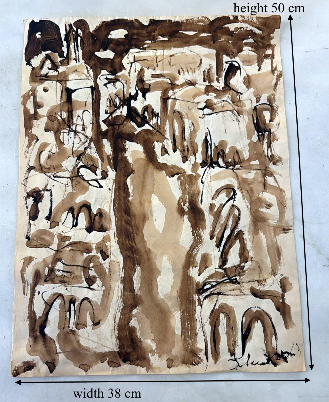 Abstract Drawing On Textured Paper For Sale 10