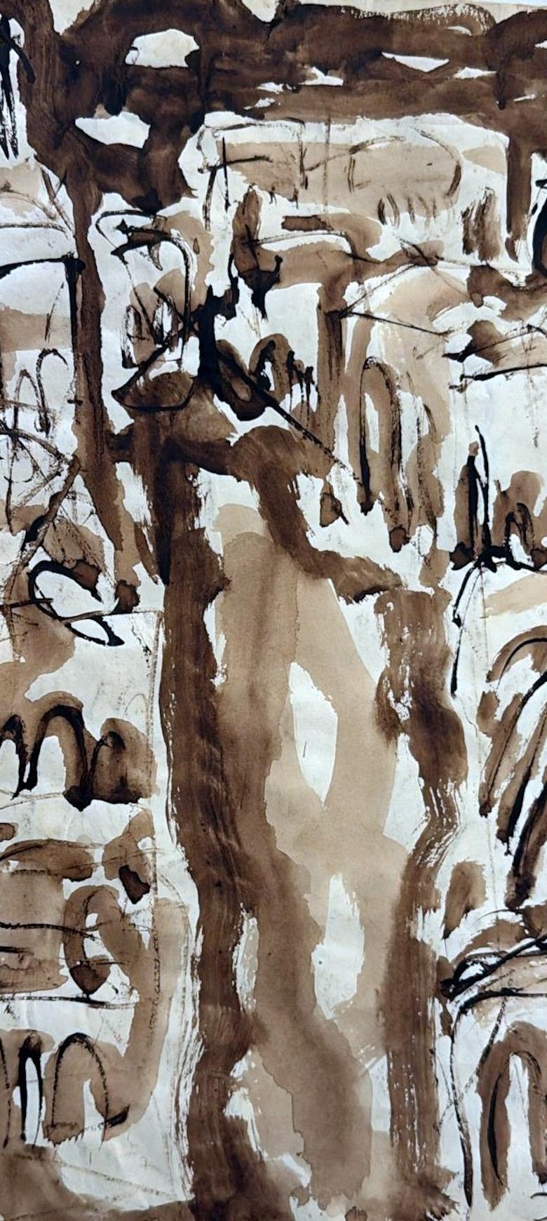 Abstract Drawing On Textured Paper For Sale 4