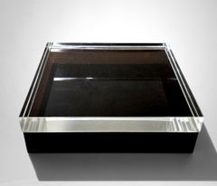 Scatola in lucite trasparente e marrone scuro, modello Alessandro Albrizzi
