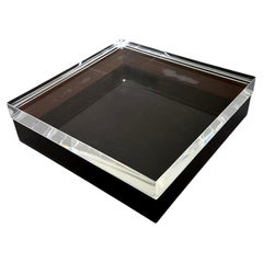 Scatola in lucite trasparente e marrone scuro, modello Alessandro Albrizzi