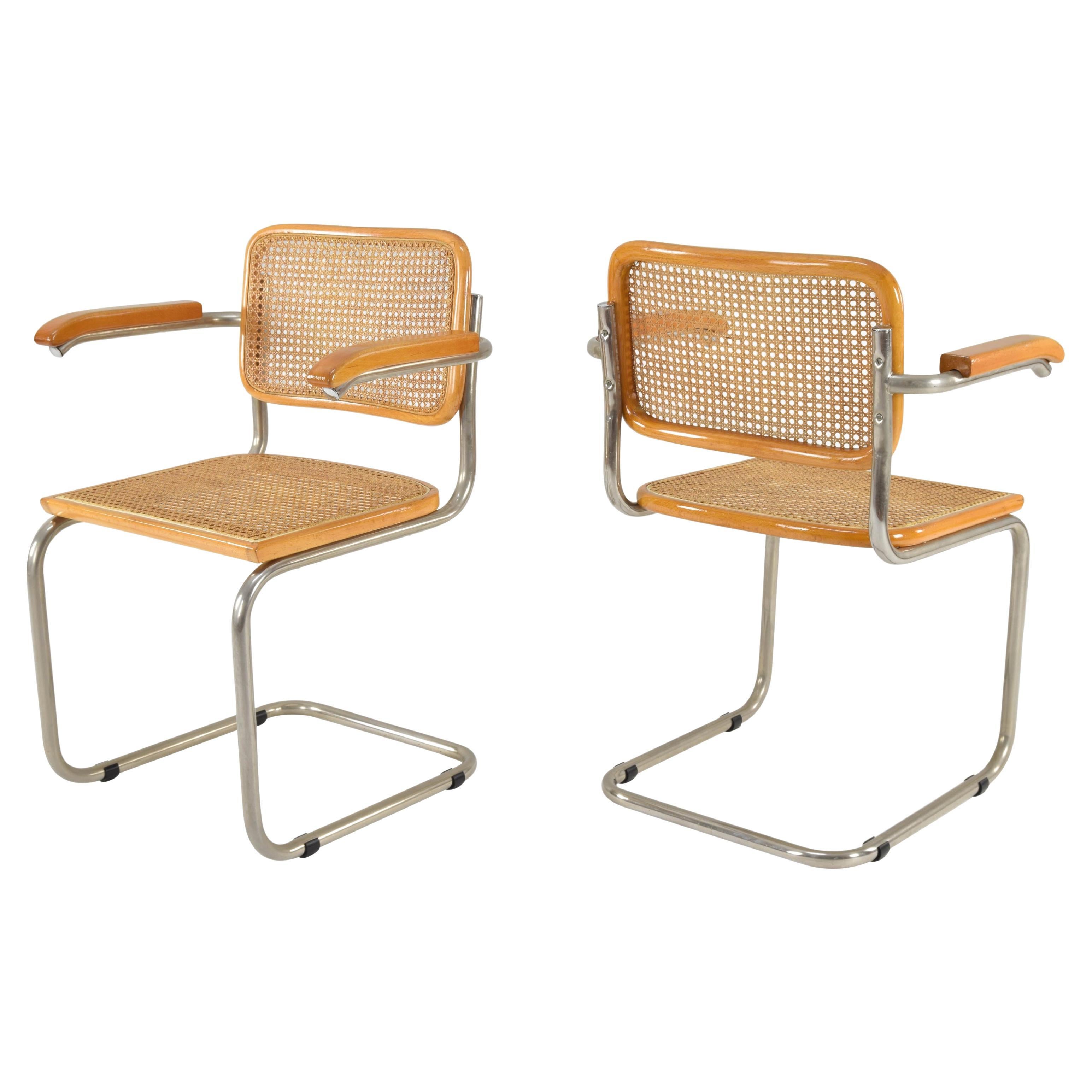 Set of Two Mid-Century Modern Marcel Breuer B64 Cesca Chairs, Italy, 1970