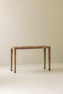Exceptional French rattan wrapped console table 1970s