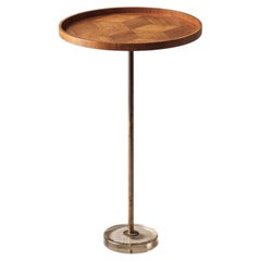 Exceptional Danish side table in oak, bras and glass, Denmark 1960s