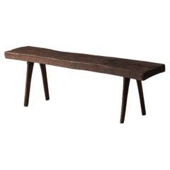 Primitive rustic bench in oak from France, early 20th century