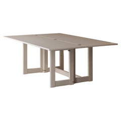 Italian white lacquered folding table with brass details, 1960s