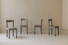 Set of 4 Rationalist wooden chairs in the taste of Giuseppe Pagano, 1940s