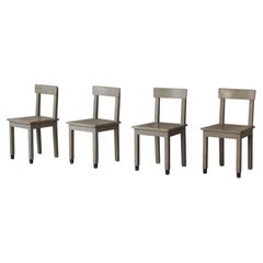 Set of 4 Rationalist wooden chairs in the taste of Giuseppe Pagano, 1940s