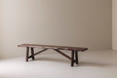 Sculptural bench in solid elm by Aranjou, France 1960s