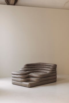 Rare taupe leather Terrazza DS-1025 sofa by Ubald Klug for De Sede, 1972