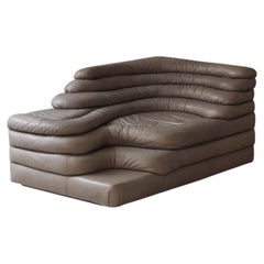 Rare taupe leather Terrazza DS-1025 sofa by Ubald Klug for De Sede, 1972
