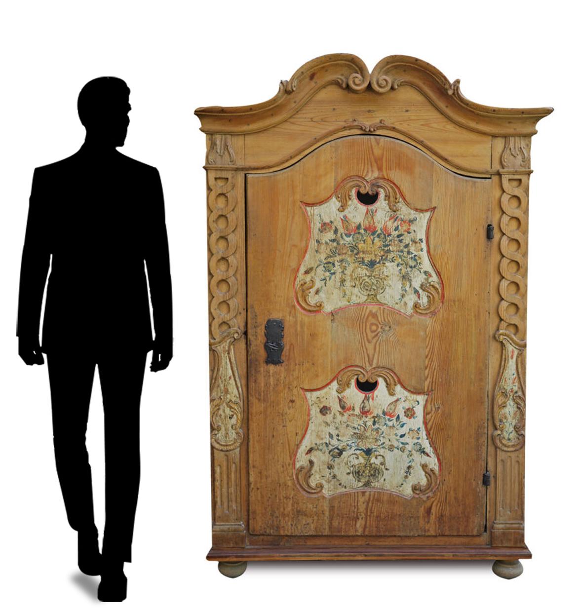 Carved Floral Painted Country Wardrobe, Central Europe, 1750 10