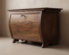 Antique Chest with a Bombé Front in Walnut and Oak