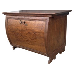 Walnut and Oak Bombé Front Antique Chest
